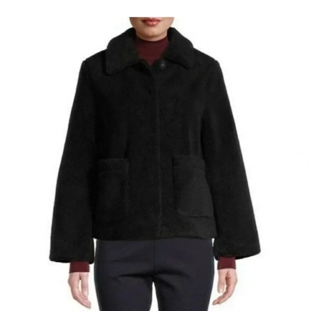 Rebecca Minkoff Harley Teddy Coat Sherpa Jacket Black
